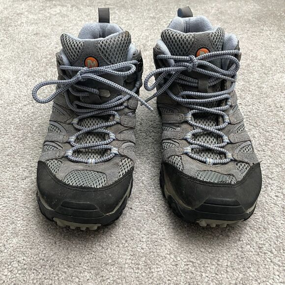 Merrell Moab Mid Waterproof Vibram Hiking Boots Women 11 Gray Periwinkle Outdoor - Picture 1 of 13